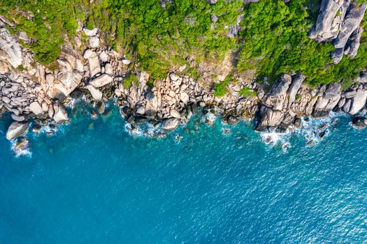 Aerial view of seashore at Koh Tao island, Thailand.