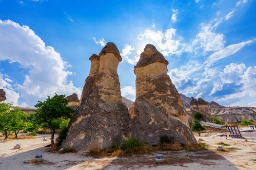 Fairy chimneys in Cappadocia, Turkey.