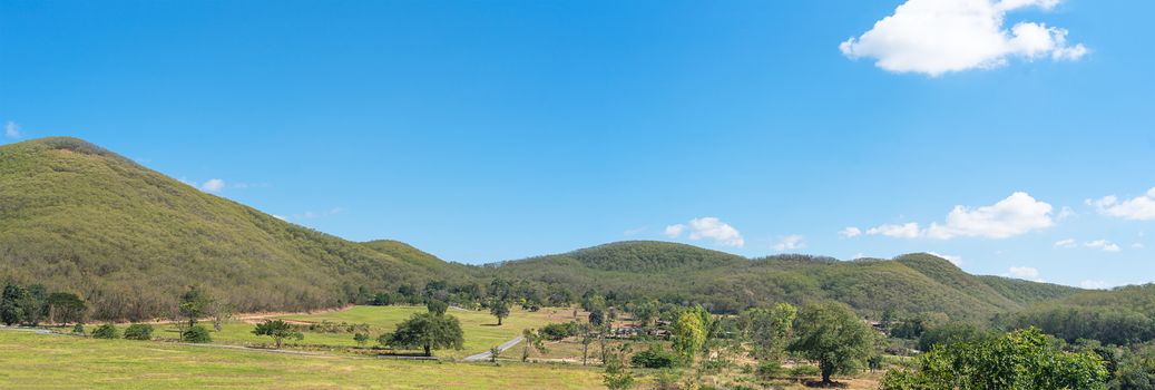 Panorama landscape view of mountain agent blue sky  in countryside Thailand