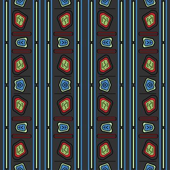 Seamless abstract ethnic pattern, tribal background. Seamless pattern can be used for wallpaper, web page background, others. Bright vector tribal texture.