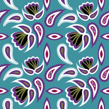 Vector Seamless Floral Pattern. Hand Drawn Texture with Flowers, Paisley Garden Style