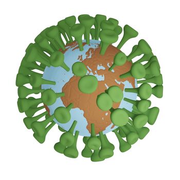 3d illustration of Earth in form of coronavirus