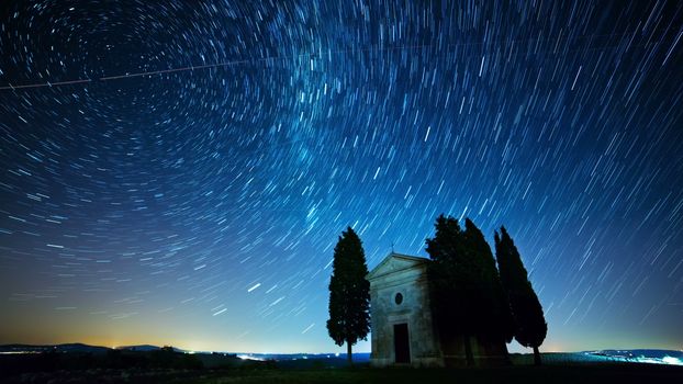 Fabulous Starry Sky. Time Lapse image. Beautiful Sky in nights.