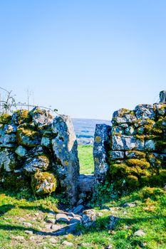 stile in old dry stone wall on the beetham trail