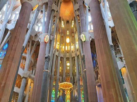 Masterpiece of Gaudi, Sagrada Familia Cathedral, most  important landmark in Barcelona