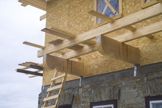Mountain chalet construction, wooden structure
