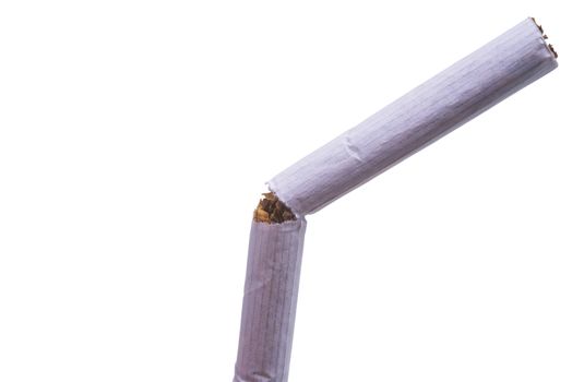 Isolated broken cigarette into two, health idea