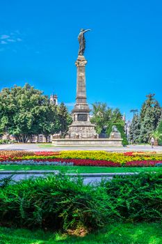 Ruse, Bulgaria - 07.26.2019. Freedom Square in Ruse city, Bulgaria, Bulgaria, on a sunny summer day