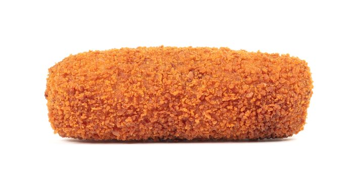 Brown crusty dutch kroket isolated on a white background