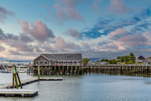 An old Seafood Restaurant on Pier in Rockland, Maine