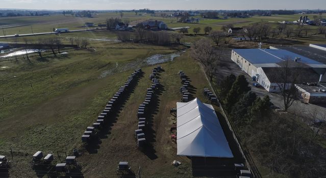 Ariel View of an Amish Wedding on an Autumn Day as seen by a Drone Ariel View of an Amish Wedding on an Autumn Day as seen by a Drone