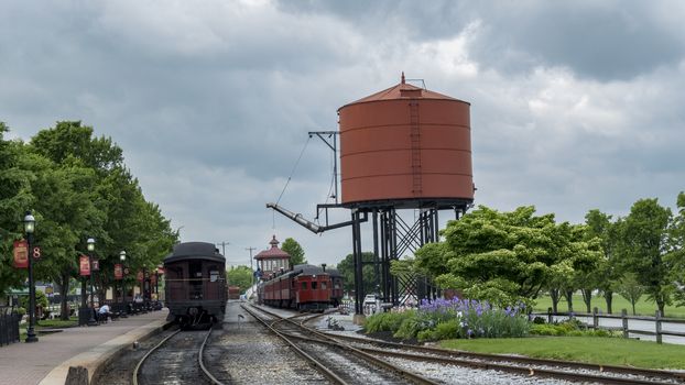 Steam Train Station Water Tower on a Sunny Summer Day