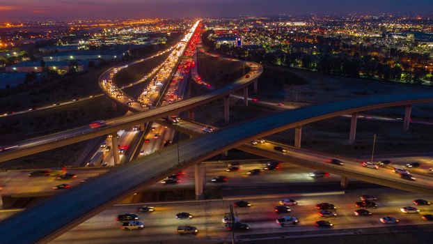 Dubai highway in Downtown. Night Highway Traffic image.