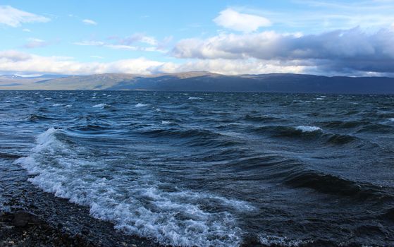 Close up of Tornetrask large lake, Abisko national park, northern Sweden