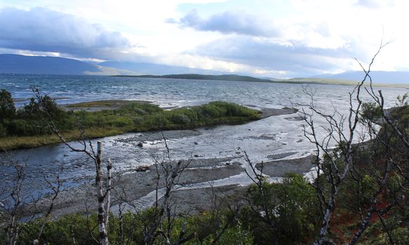 Close up of Tornetrask large lake, Abisko national park, northern Sweden