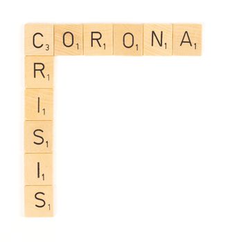 Corona crisis letters, isolated on a white background