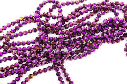 Beautiful Light purple Glass Sparkle Crystal Isoalted Beads on white background. Use for diy beaded jewelry