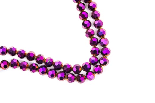 Beautiful Light purple Glass Sparkle Crystal Isoalted Beads on white background. Use for diy beaded jewelry