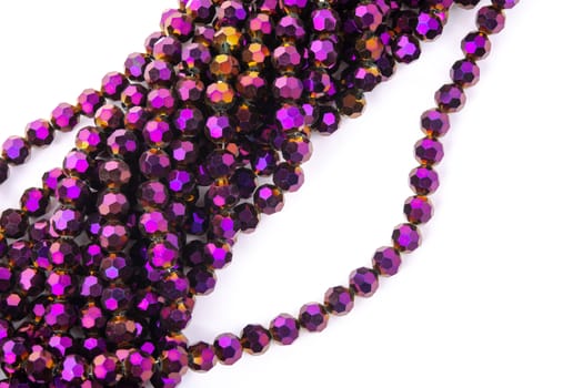 Beautiful Light purple Glass Sparkle Crystal Isoalted Beads on white background. Use for diy beaded jewelry