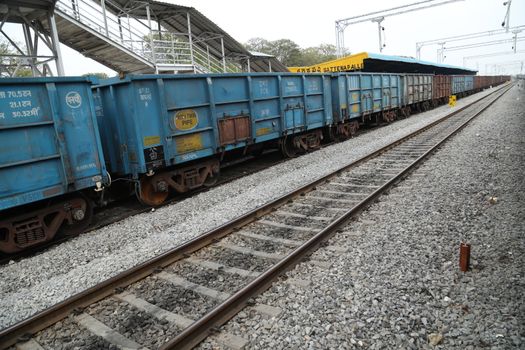 Train running through rural area