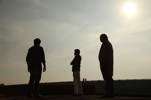Silhouette of people on hill