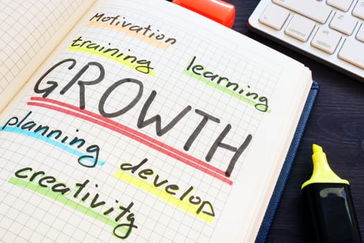Growth concept. Training, planning, learning and motivation.