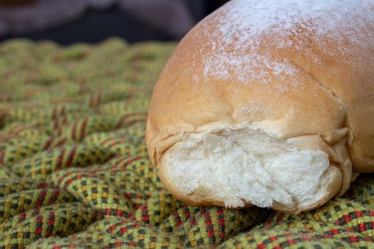 Home made wheat bread on top of a rope rug