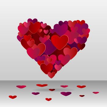 Digitally generated Heart made of more hearts vector