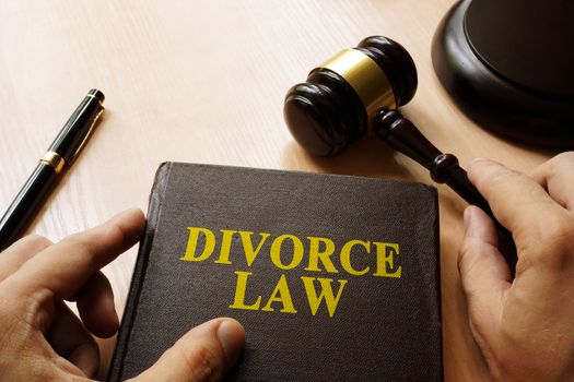 Divorce Law on a court table.