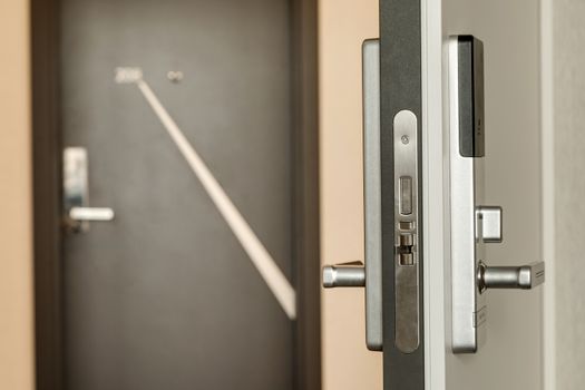 The front door to the apartment in hotel