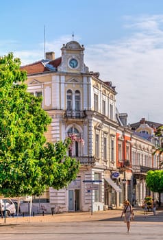 Ruse, Bulgaria - 07.26.2019. Old historical house in the city of Ruse in Bulgaria, on a sunny summer day