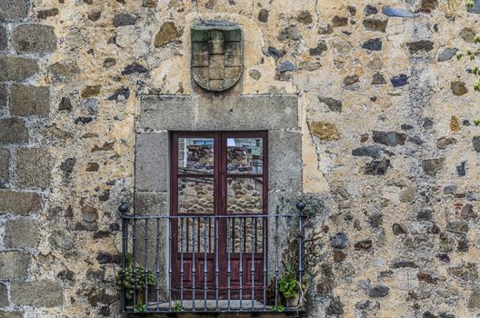 Medieval balcony in the historical center of the city of Caceres Spain declared a world heritage site