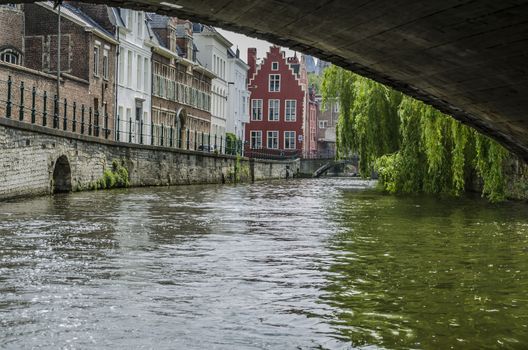 Crossing one of the bridges of the canals of Ghent