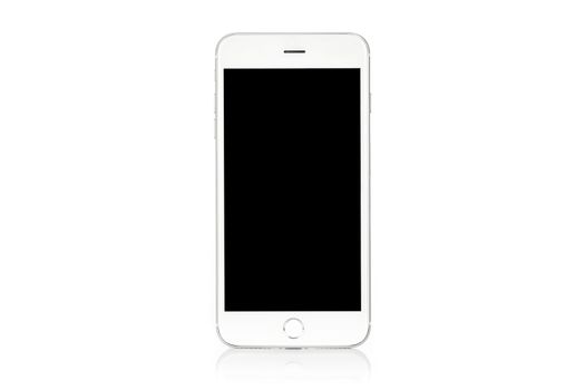 Mockup of a generic modern white and silver digital smartphone isolated on a white background