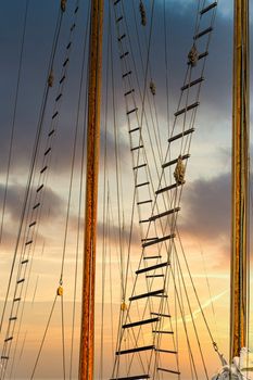 Climbing ladders up ships masts