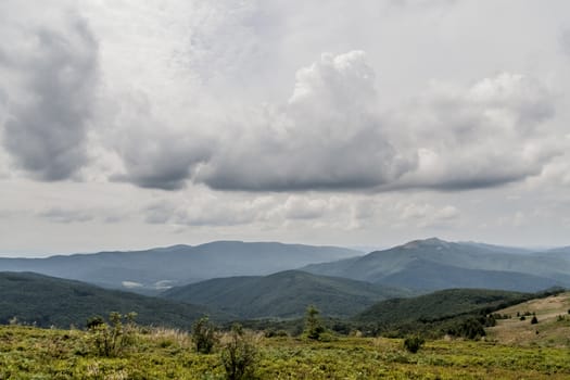 Road from Widelki to Tarnica through Bukowe Berdo in the Bieszczady Mountains in Poland