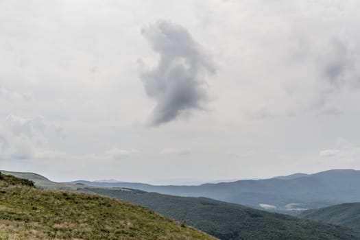 Road from Widelki to Tarnica through Bukowe Berdo in the Bieszczady Mountains in Poland