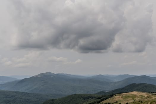 Road from Widelki to Tarnica through Bukowe Berdo in the Bieszczady Mountains in Poland