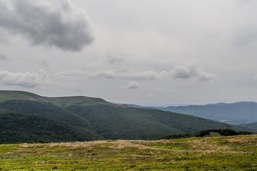 Road from Widelki to Tarnica through Bukowe Berdo in the Bieszczady Mountains in Poland