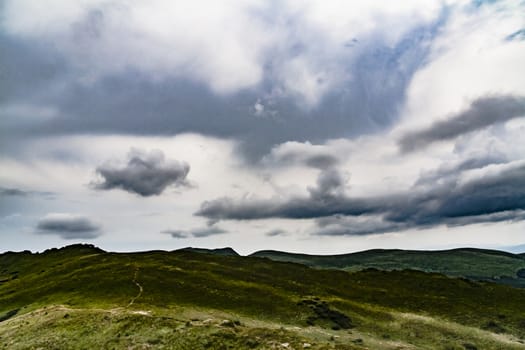 Road from Widelki to Tarnica through Bukowe Berdo in the Bieszczady Mountains in Poland