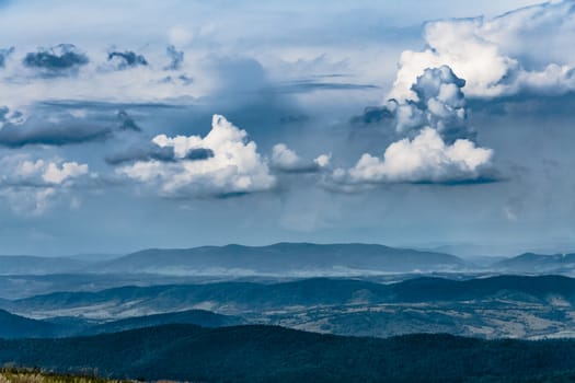 Road from Widelki to Tarnica through Bukowe Berdo in the Bieszczady Mountains in Poland