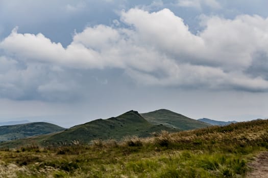 Road from Widelki to Tarnica through Bukowe Berdo in the Bieszczady Mountains in Poland