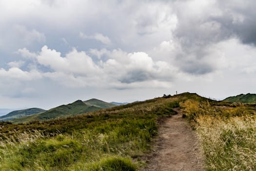 Road from Widelki to Tarnica through Bukowe Berdo in the Bieszczady Mountains in Poland