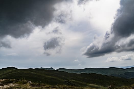 Road from Widelki to Tarnica through Bukowe Berdo in the Bieszczady Mountains in Poland