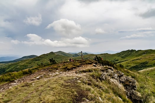 Road from Widelki to Tarnica through Bukowe Berdo in the Bieszczady Mountains in Poland