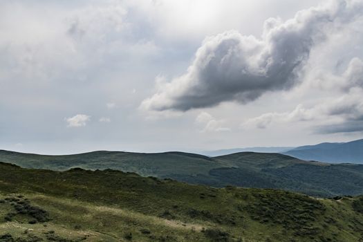 Road from Widelki to Tarnica through Bukowe Berdo in the Bieszczady Mountains in Poland