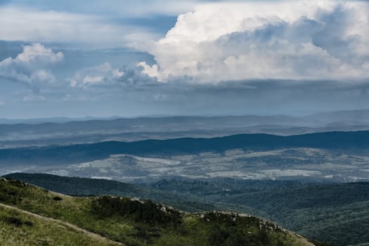 Road from Widelki to Tarnica through Bukowe Berdo in the Bieszczady Mountains in Poland