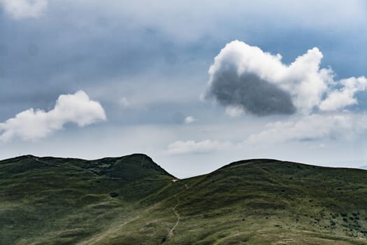 Road from Widelki to Tarnica through Bukowe Berdo in the Bieszczady Mountains in Poland