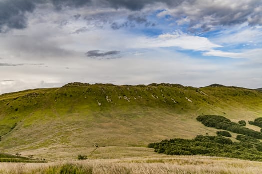 Road from Widelki to Tarnica through Bukowe Berdo in the Bieszczady Mountains in Poland