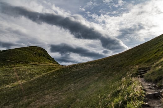 Road from Widelki to Tarnica through Bukowe Berdo in the Bieszczady Mountains in Poland